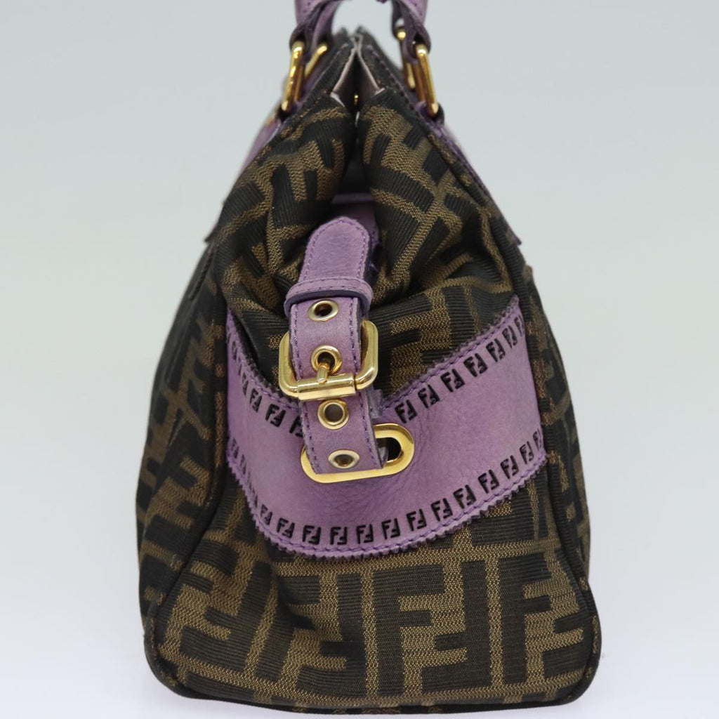 FENDI Zucca Canvas Hand Bag Brown Black Purple83149