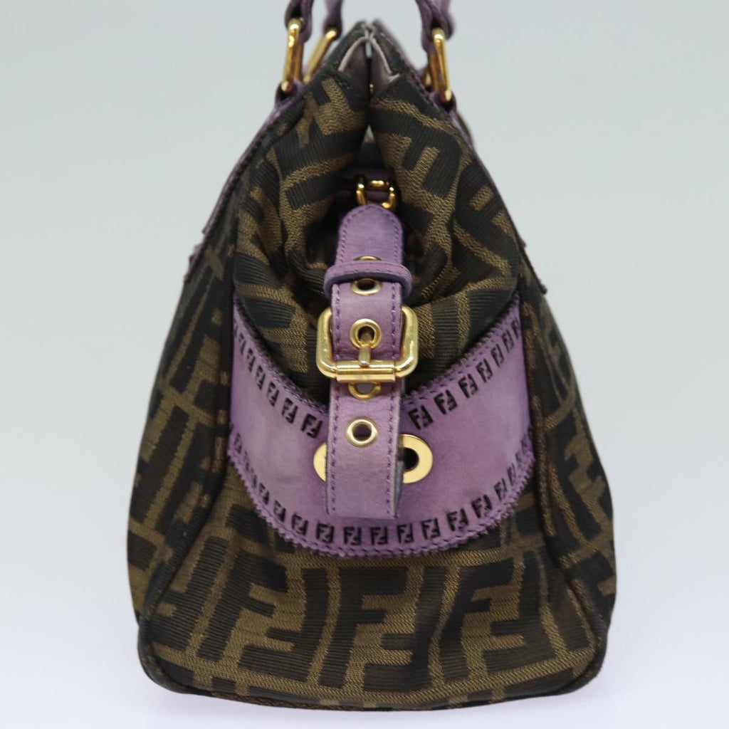 FENDI Zucca Canvas Hand Bag Brown Black Purple83149