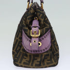 FENDI Zucca Canvas Hand Bag Brown Black Purple83149