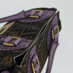 FENDI Zucca Canvas Hand Bag Brown Black Purple83149
