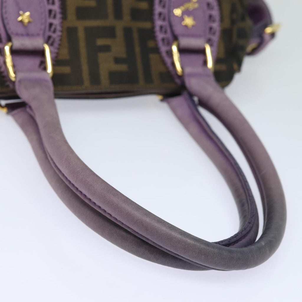FENDI Zucca Canvas Hand Bag Brown Black Purple83149