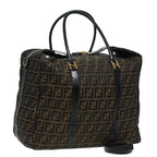 FENDI Zucca Canvas Boston Bag Brown Black83151