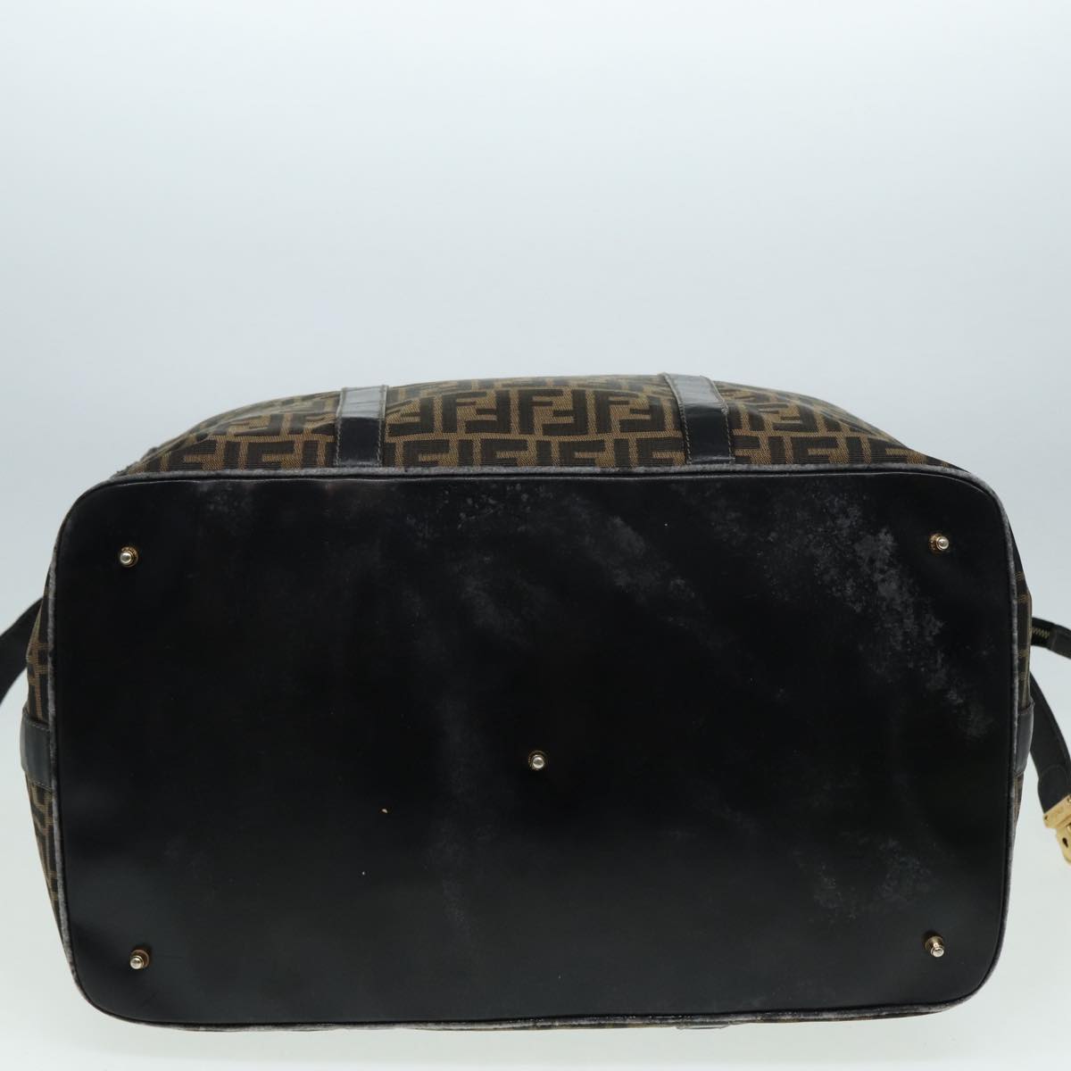 FENDI Zucca Canvas Boston Bag Brown Black83151
