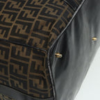FENDI Zucca Canvas Boston Bag Brown Black83151