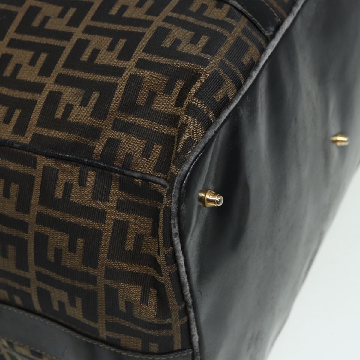 FENDI Zucca Canvas Boston Bag Brown Black83151