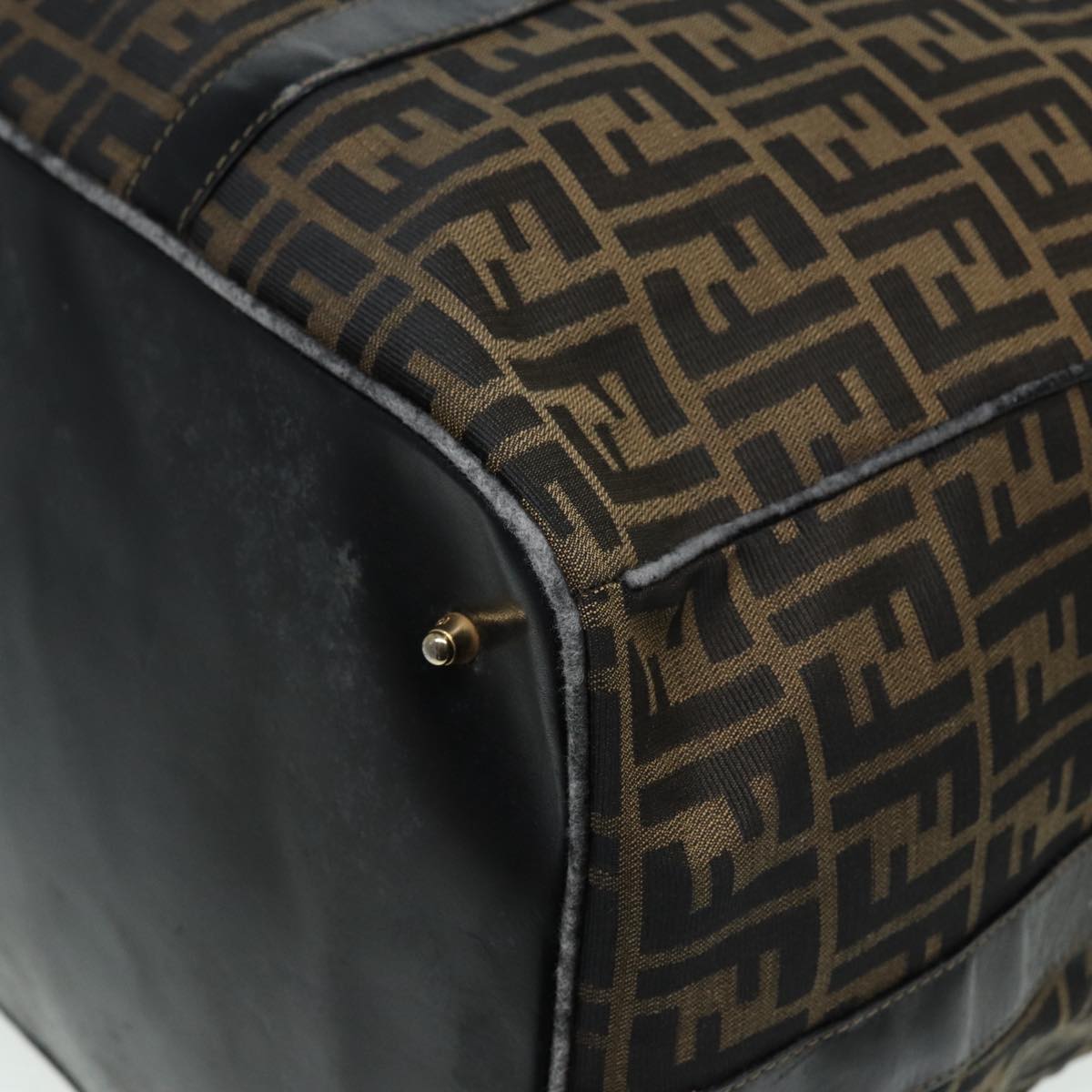 FENDI Zucca Canvas Boston Bag Brown Black83151