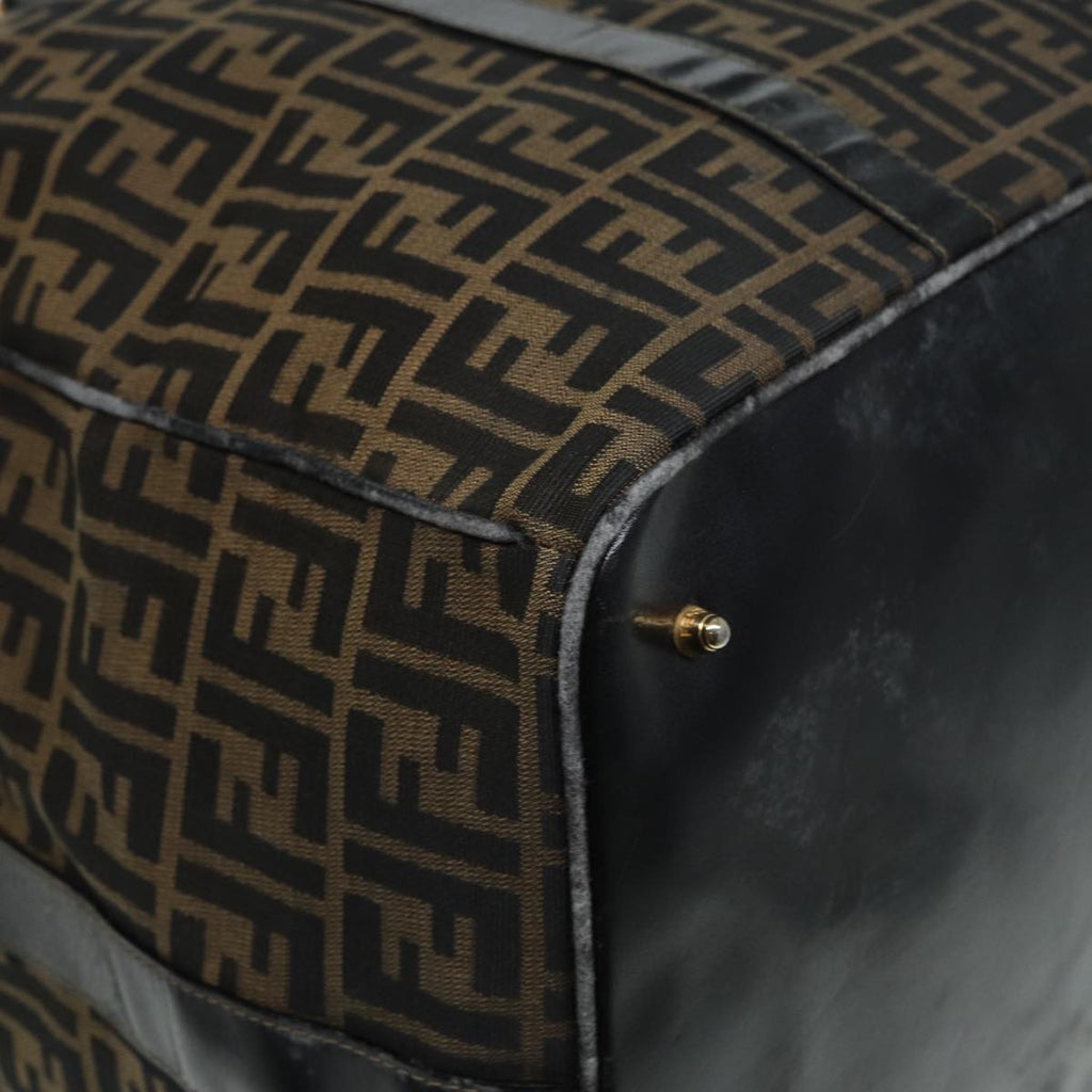 FENDI Zucca Canvas Boston Bag Brown Black83151