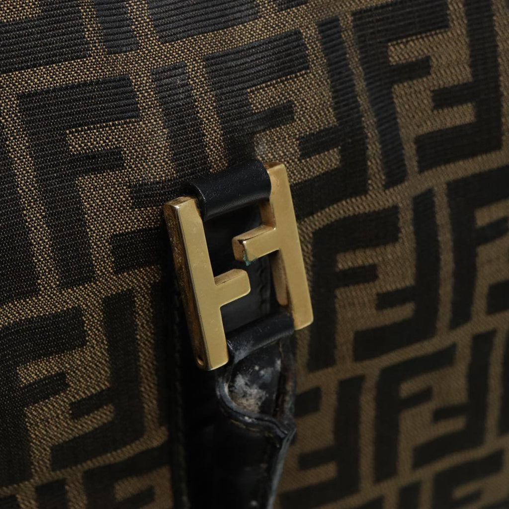 FENDI Zucca Canvas Boston Bag Brown Black83151