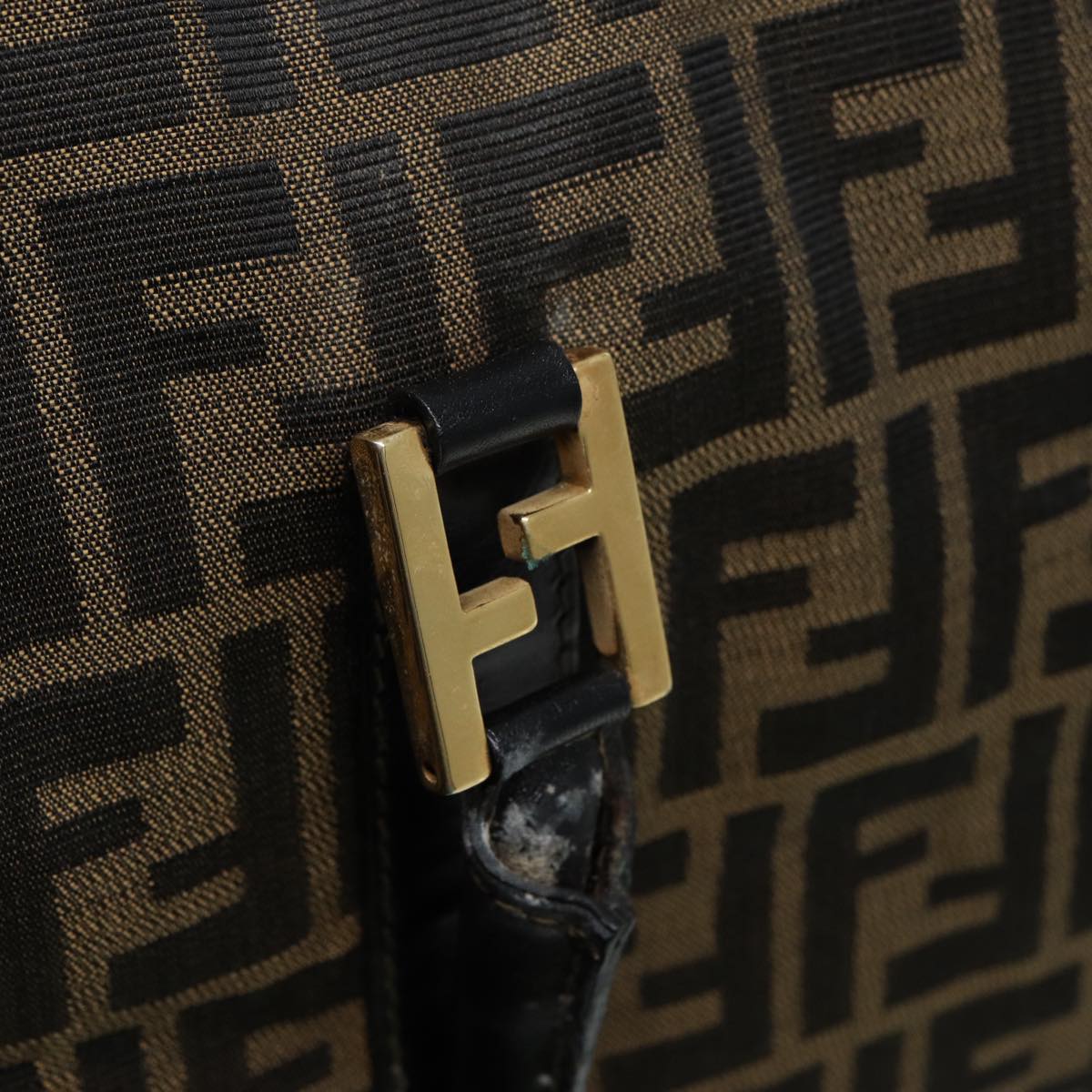 FENDI Zucca Canvas Boston Bag Brown Black83151