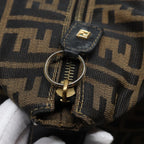 FENDI Zucca Canvas Boston Bag Brown Black83151