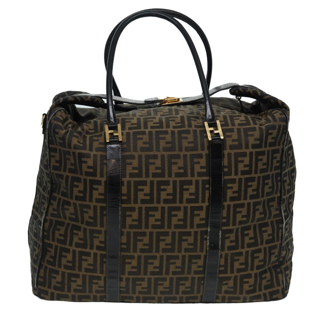 FENDI Zucca Canvas Boston Bag Brown Black83151