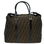 FENDI Zucca Canvas Boston Bag Brown Black83151