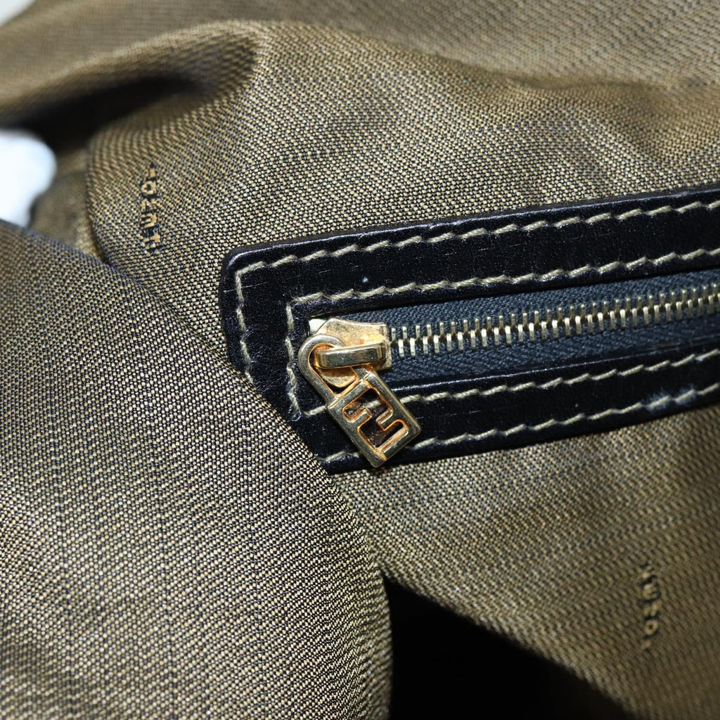 FENDI Zucca Canvas Boston Bag Brown Black83151