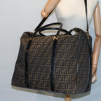 FENDI Zucca Canvas Boston Bag Brown Black83151