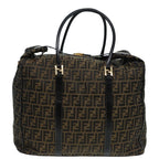 FENDI Zucca Canvas Boston Bag Brown Black83151