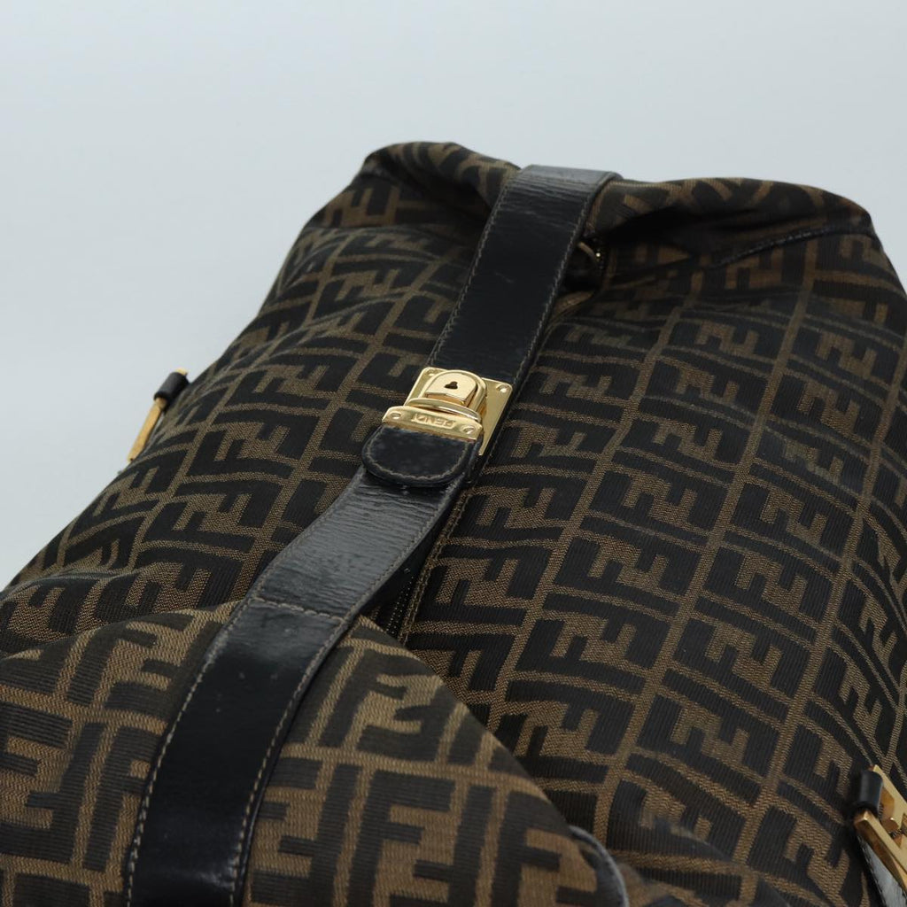 FENDI Zucca Canvas Boston Bag Brown Black83151