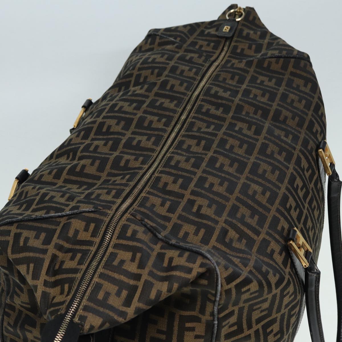 FENDI Zucca Canvas Boston Bag Brown Black83151