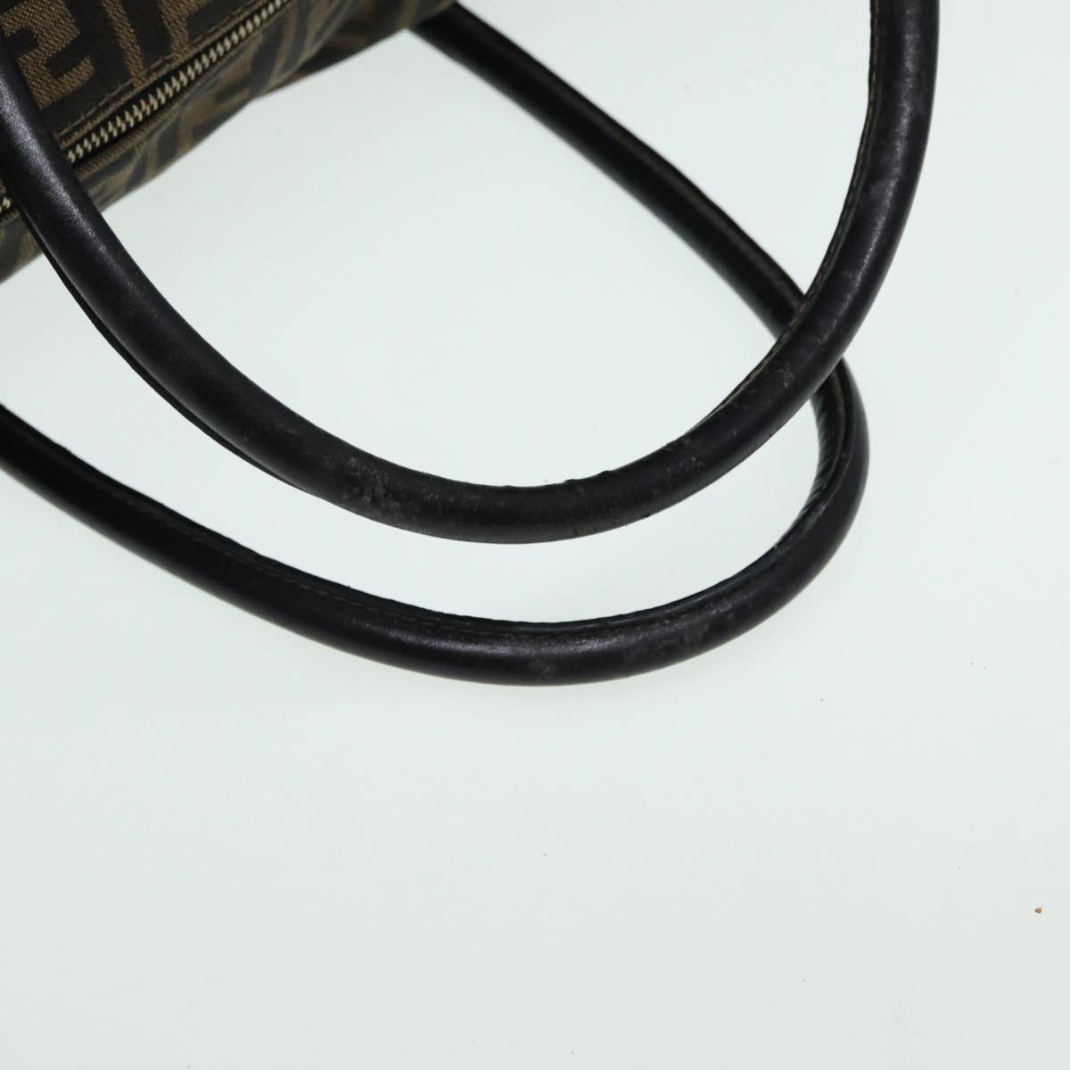 FENDI Zucca Canvas Boston Bag Brown Black83151