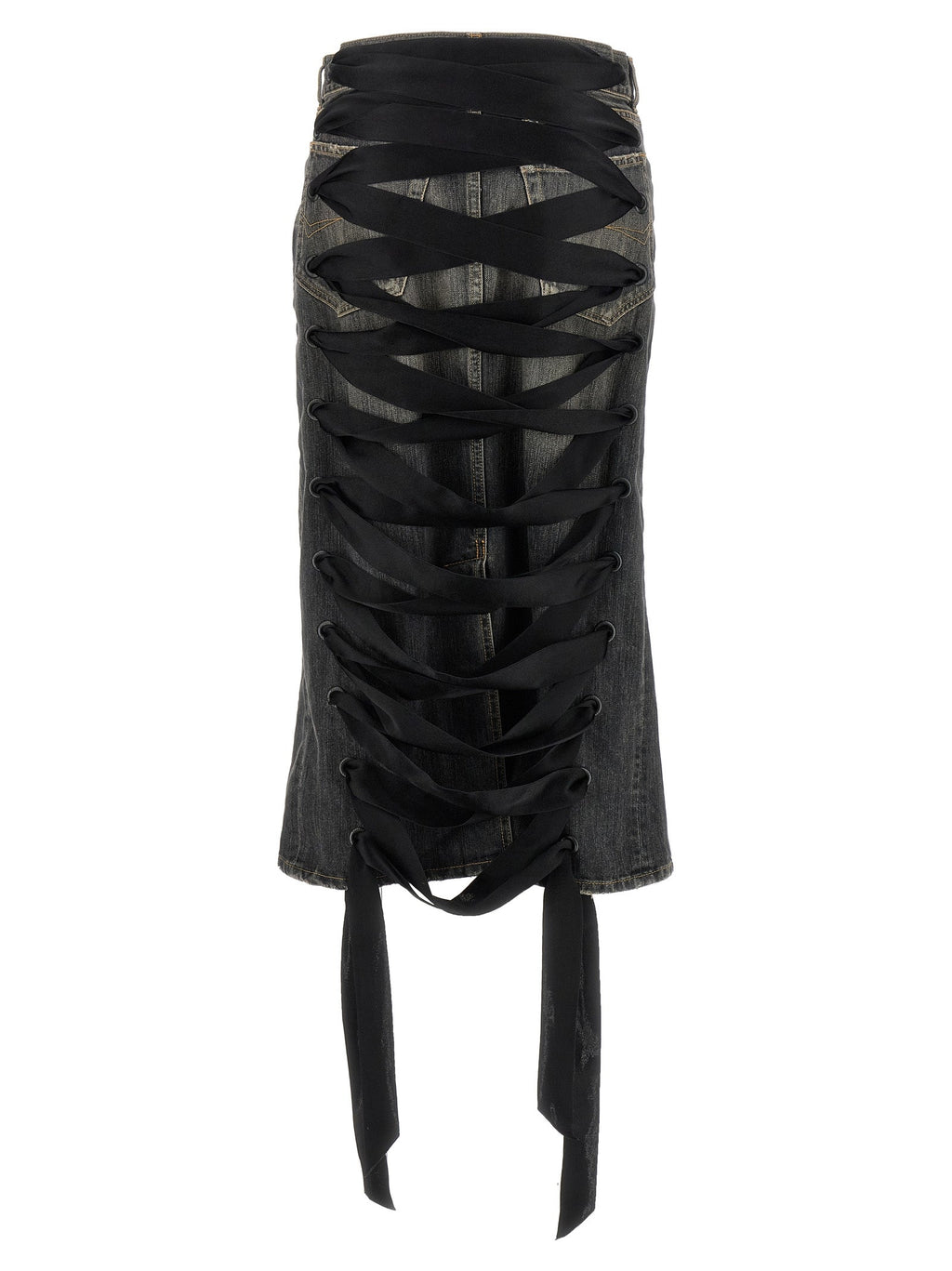 Balenciaga Women 'Lace Up' Denim Skirt