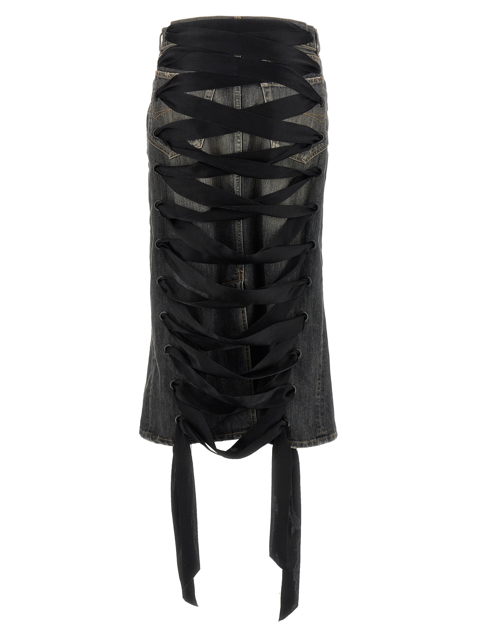 Balenciaga Women 'Lace Up' Denim Skirt