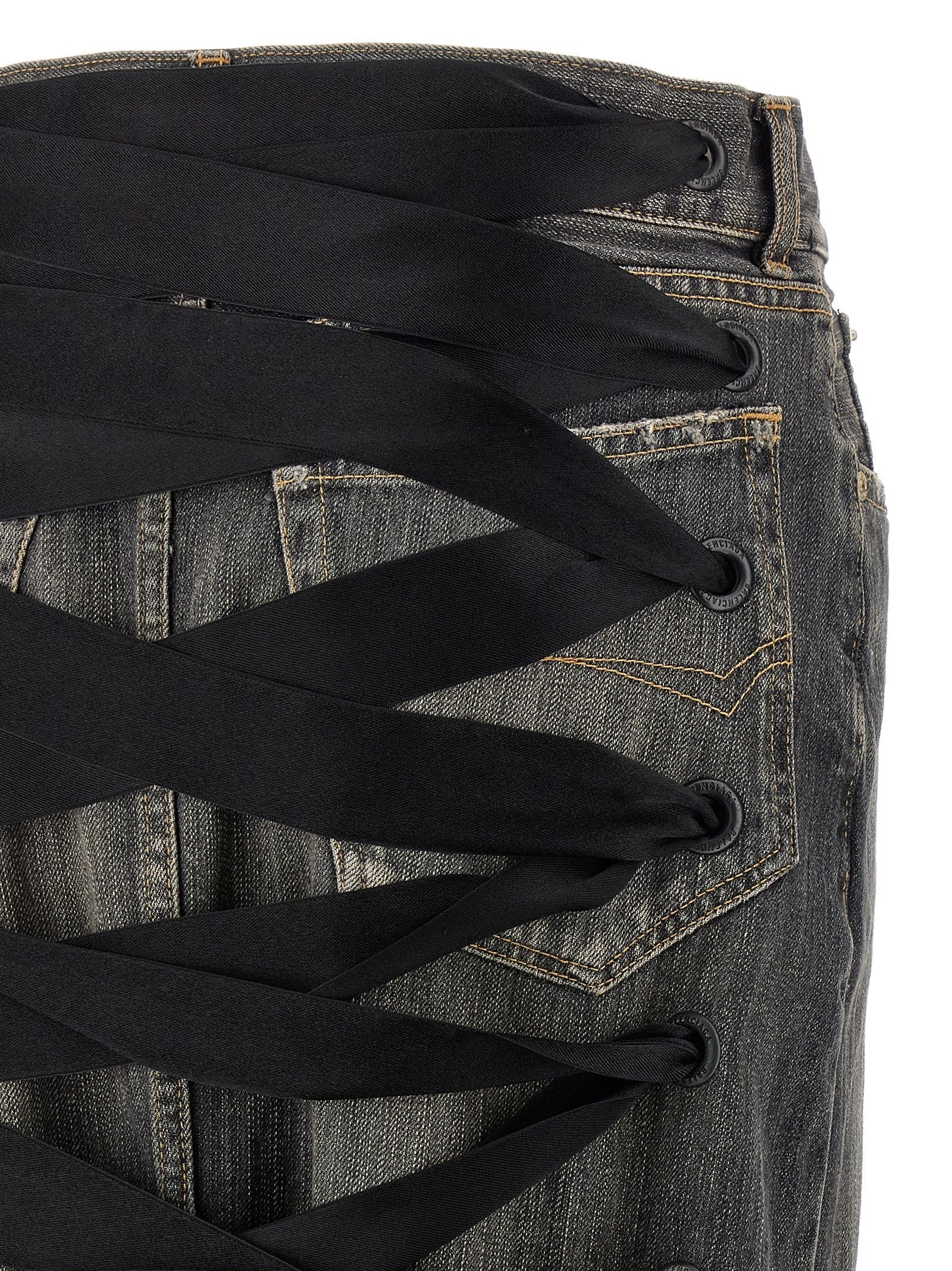 Balenciaga Women 'Lace Up' Denim Skirt