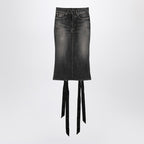 Balenciaga Skirt With Laces In Smoky Grey Denim Women