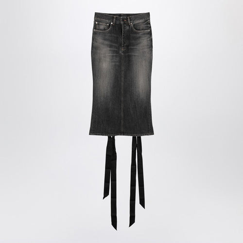 Balenciaga Skirt With Laces In Smoky Grey Denim Women