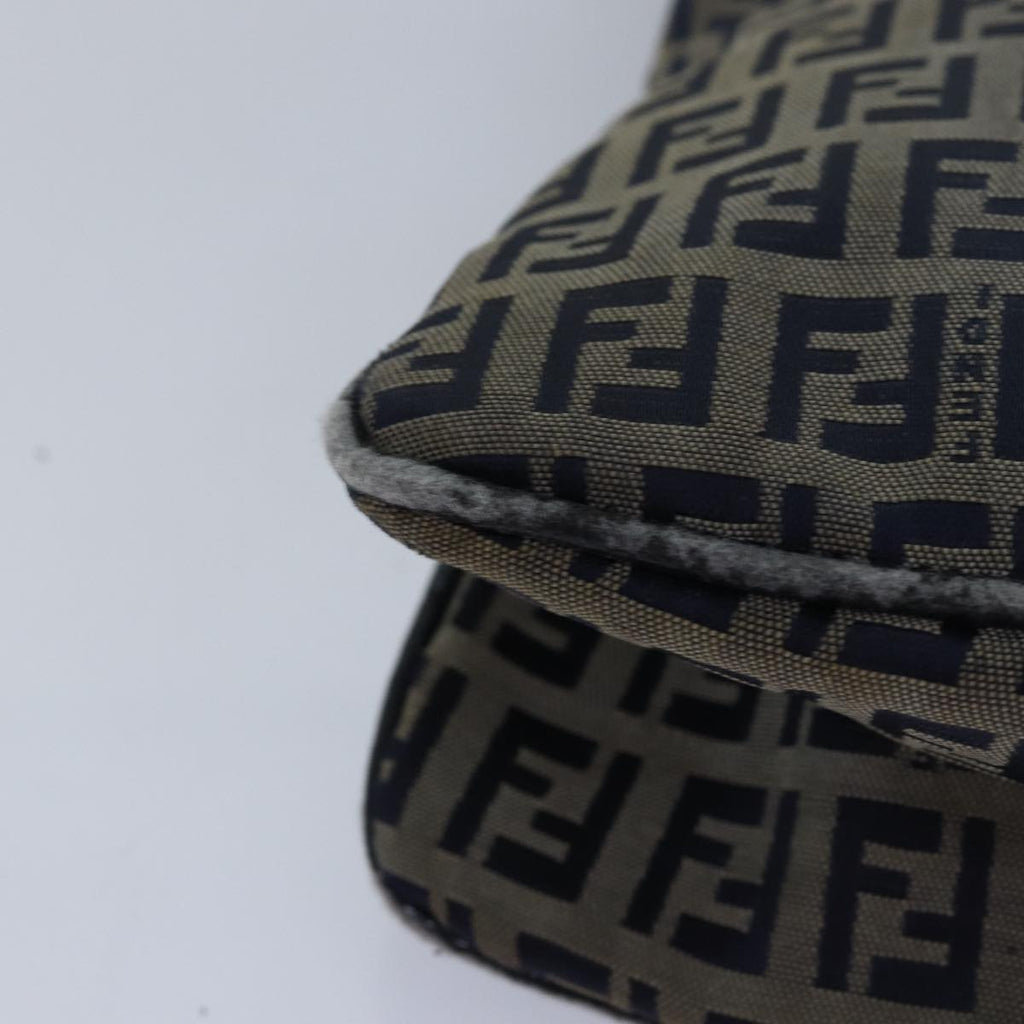 FENDI Zucchino Canvas Mamma Baguette Shoulder Bag Navy83213