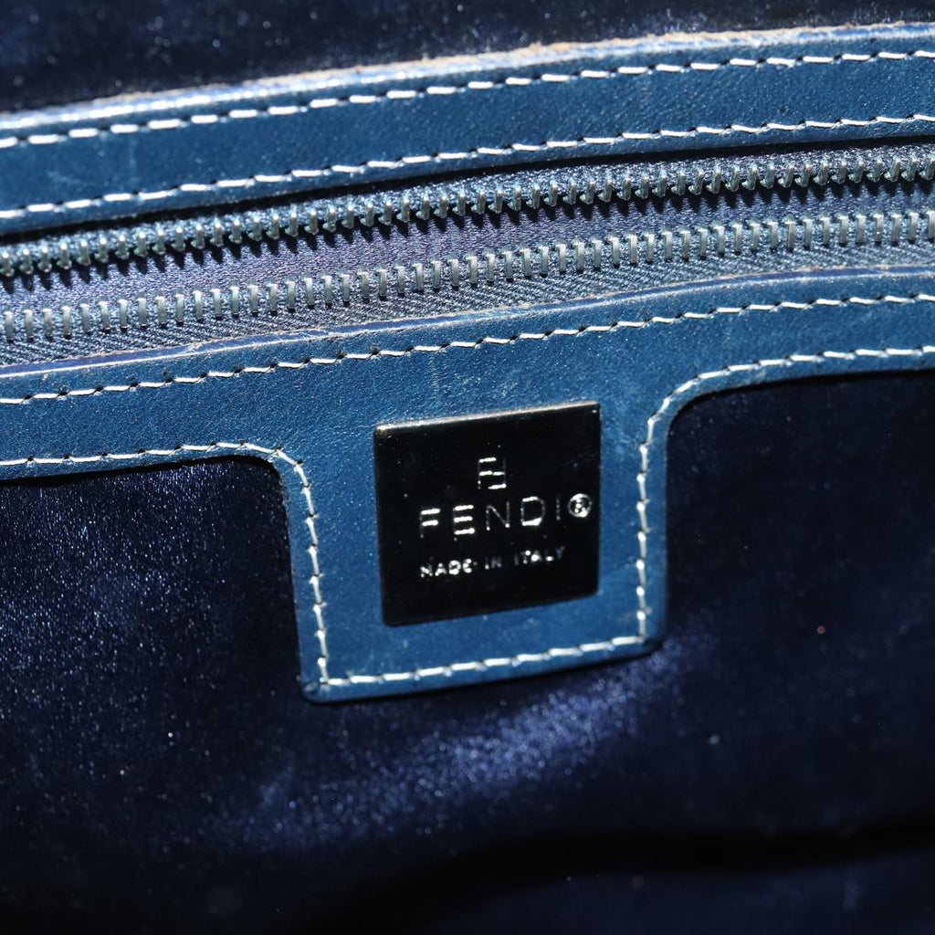 FENDI Zucchino Canvas Mamma Baguette Shoulder Bag Navy83213