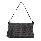 FENDI Zucchino Canvas Mamma Baguette Shoulder Bag Navy83213