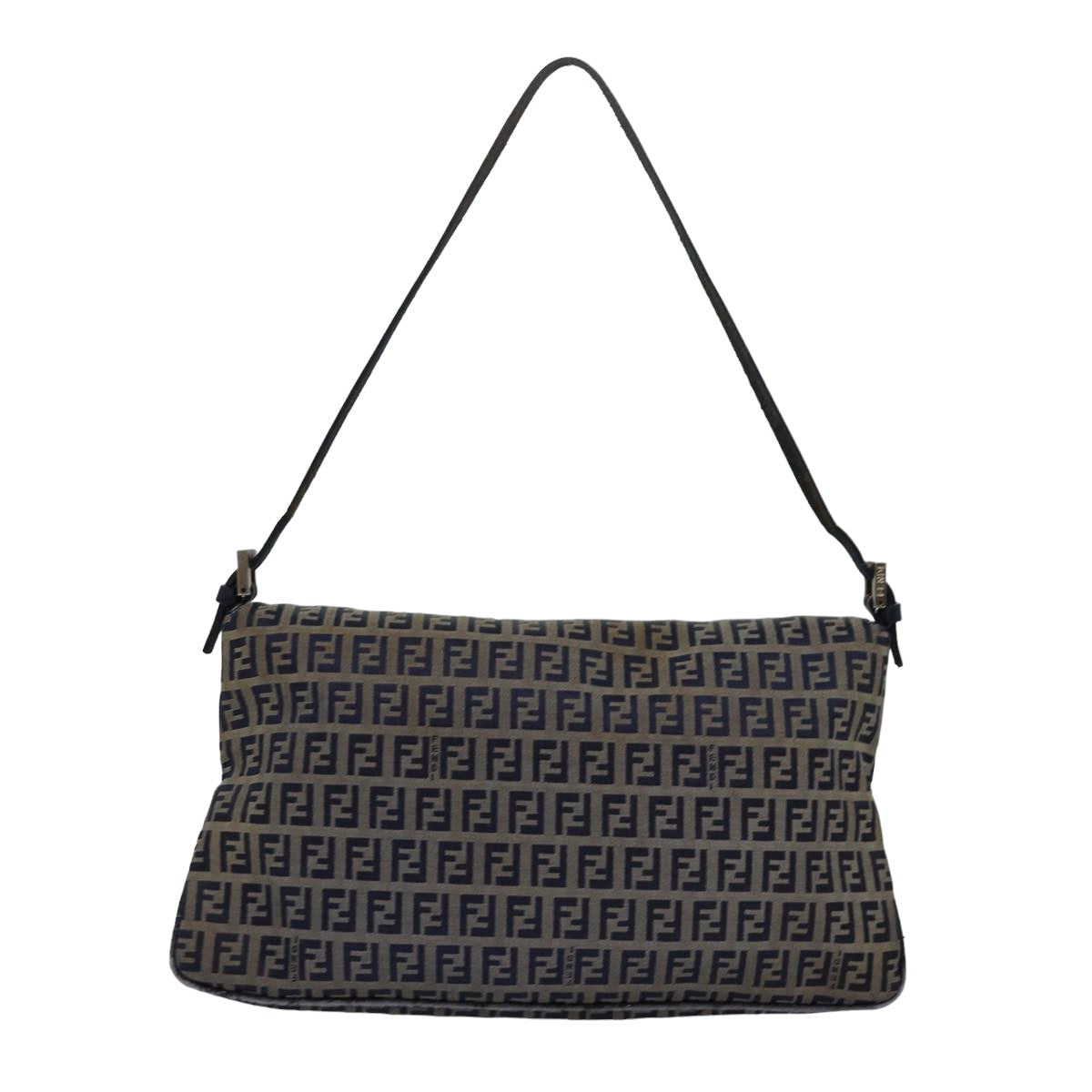 FENDI Zucchino Canvas Mamma Baguette Shoulder Bag Navy83213