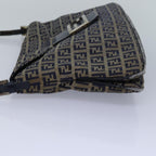 FENDI Zucchino Canvas Mamma Baguette Shoulder Bag Navy83213