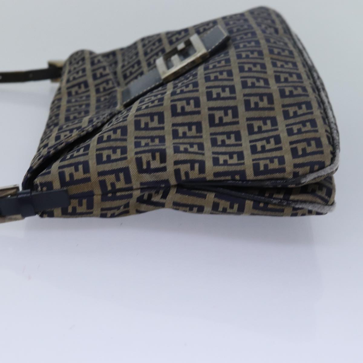FENDI Zucchino Canvas Mamma Baguette Shoulder Bag Navy83213