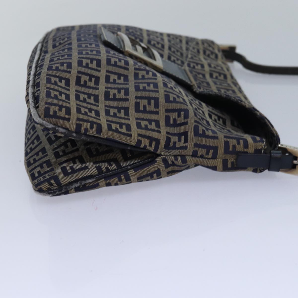 FENDI Zucchino Canvas Mamma Baguette Shoulder Bag Navy83213