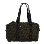 FENDI Zucca Canvas Boston Bag Brown Black83296