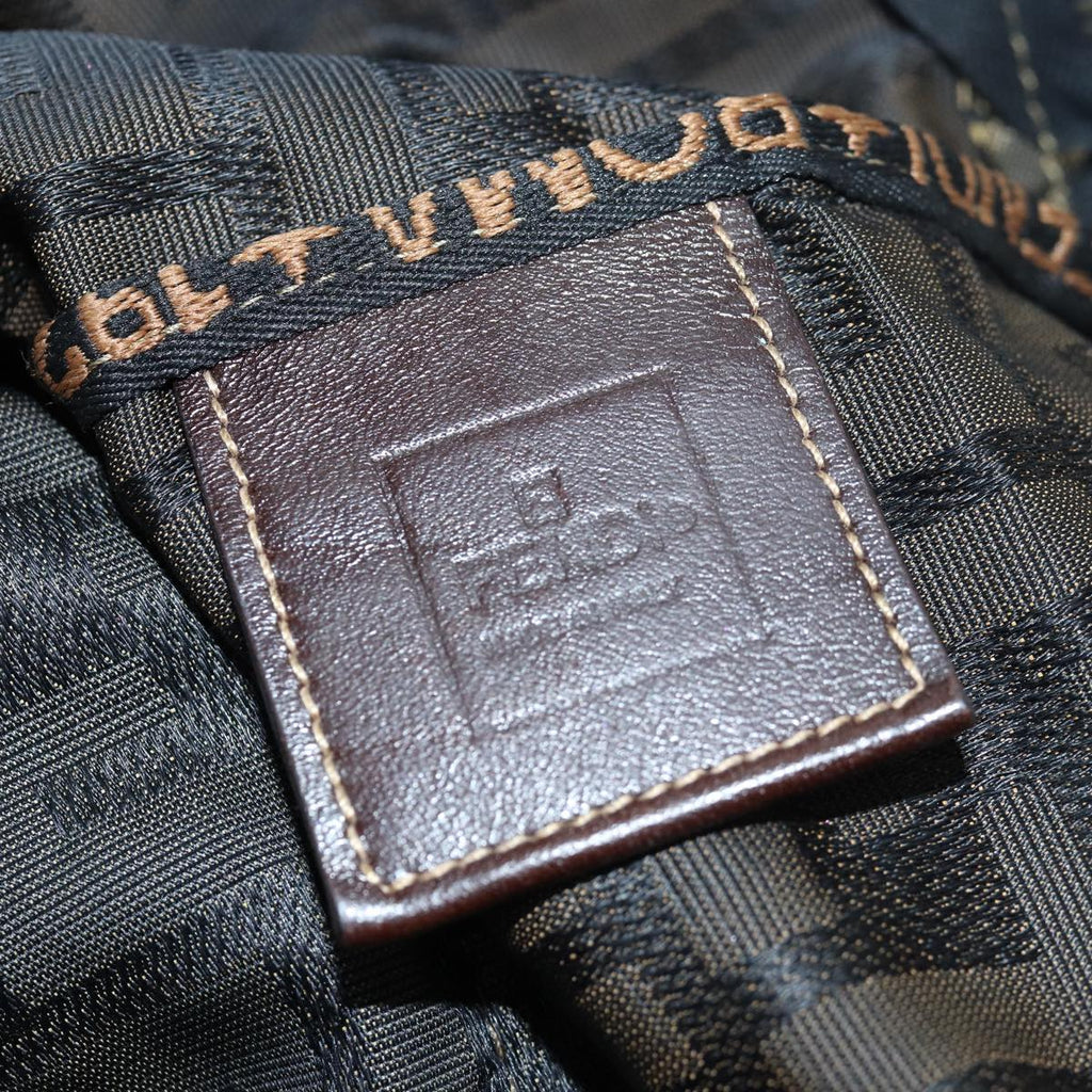 FENDI Zucca Canvas Boston Bag Brown Black83296