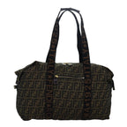 FENDI Zucca Canvas Boston Bag Brown Black83296