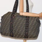 FENDI Zucca Canvas Boston Bag Brown Black83296