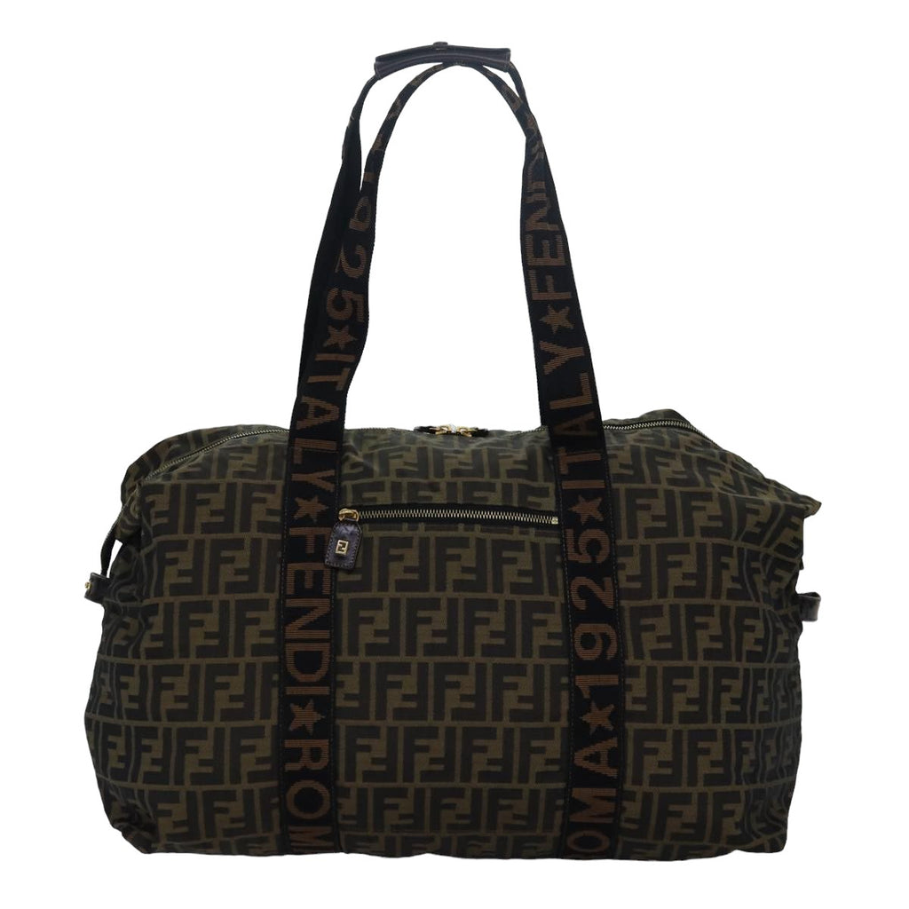 FENDI Zucca Canvas Boston Bag Brown Black83296