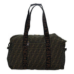 FENDI Zucca Canvas Boston Bag Brown Black83296