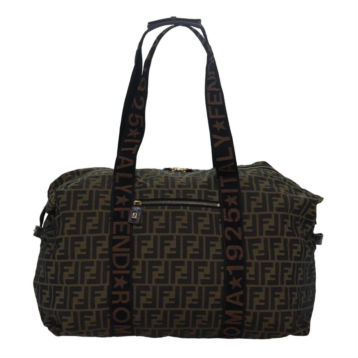 FENDI Zucca Canvas Boston Bag Brown Black83296