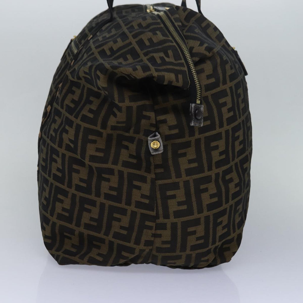 FENDI Zucca Canvas Boston Bag Brown Black83296