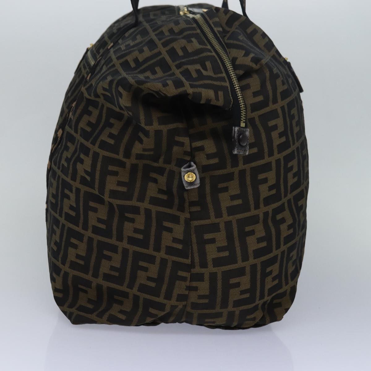 FENDI Zucca Canvas Boston Bag Brown Black83296