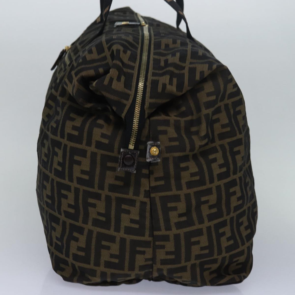 FENDI Zucca Canvas Boston Bag Brown Black83296