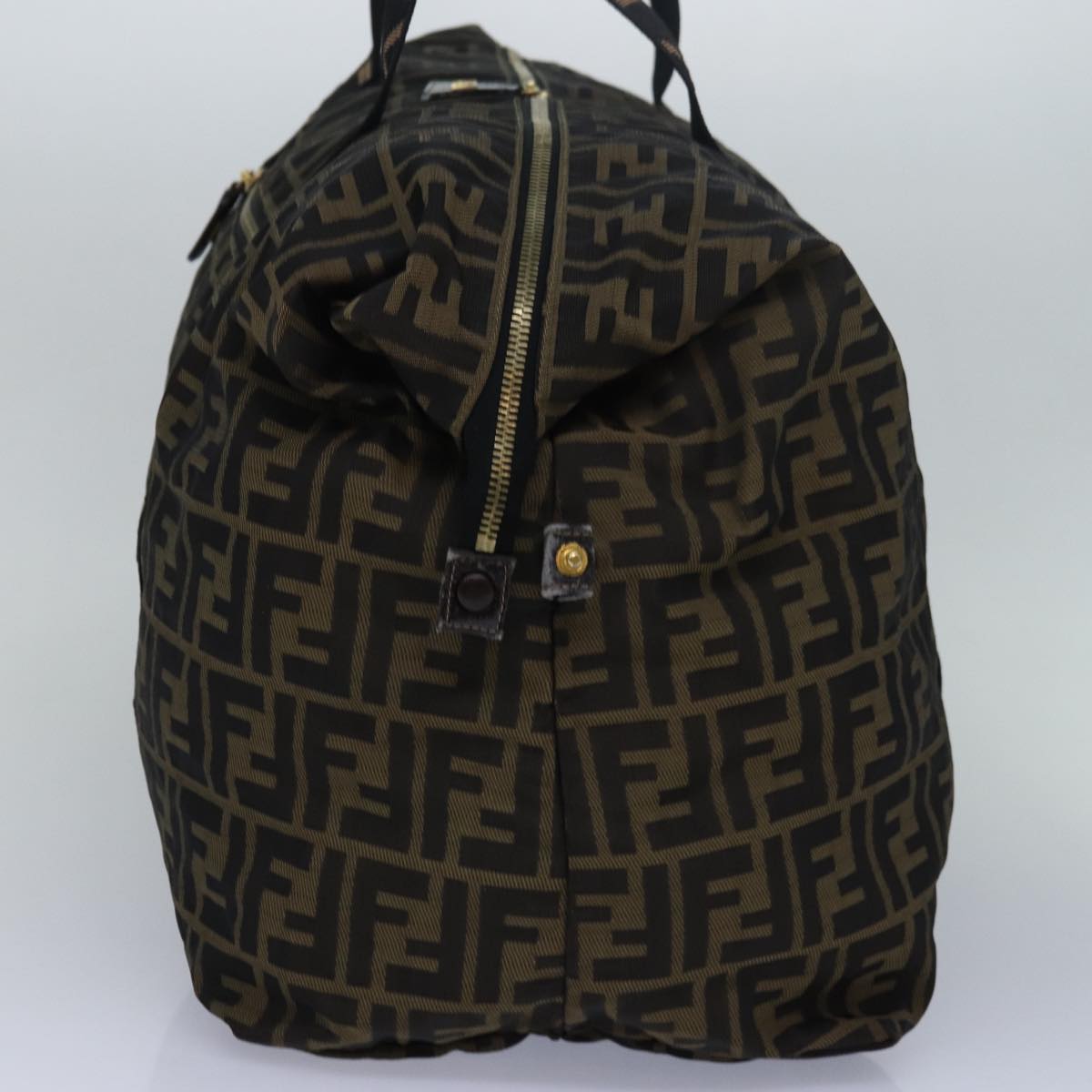 FENDI Zucca Canvas Boston Bag Brown Black83296