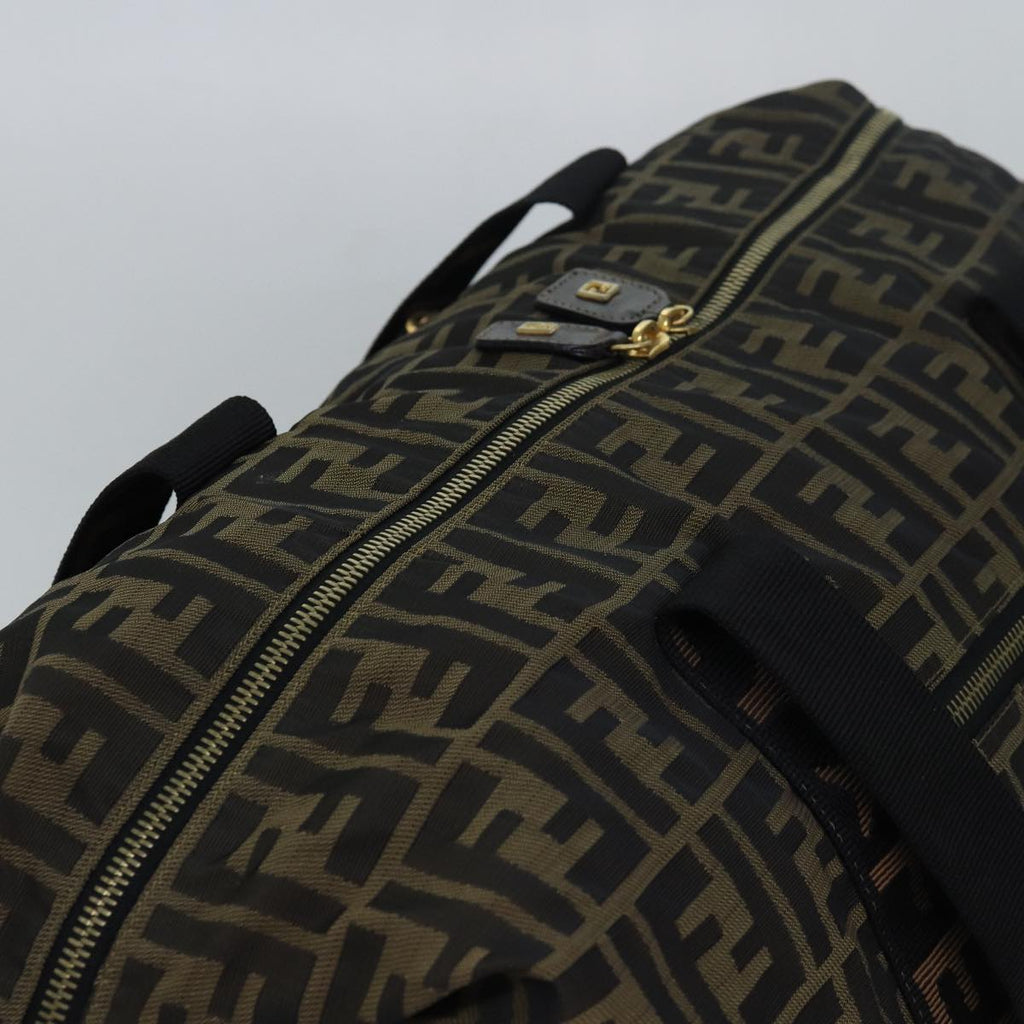 FENDI Zucca Canvas Boston Bag Brown Black83296