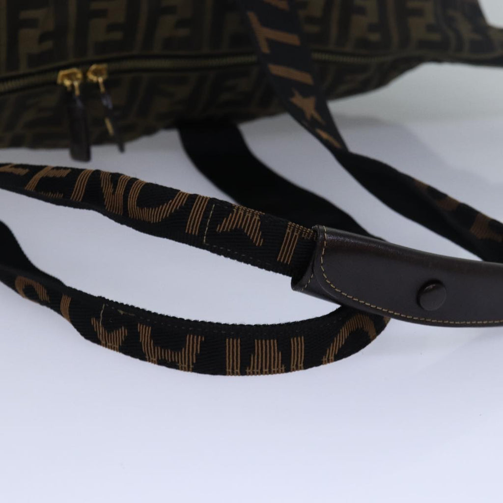 FENDI Zucca Canvas Boston Bag Brown Black83296
