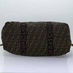 FENDI Zucca Canvas Boston Bag Brown Black83296