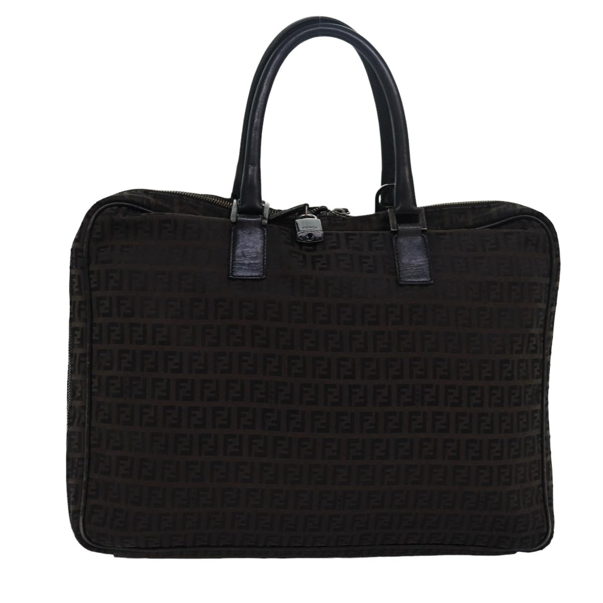 FENDI Zucchino Canvas Hand Bag Brown Black83318