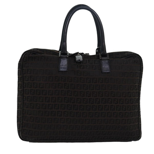 FENDI Zucchino Canvas Hand Bag Brown Black83318